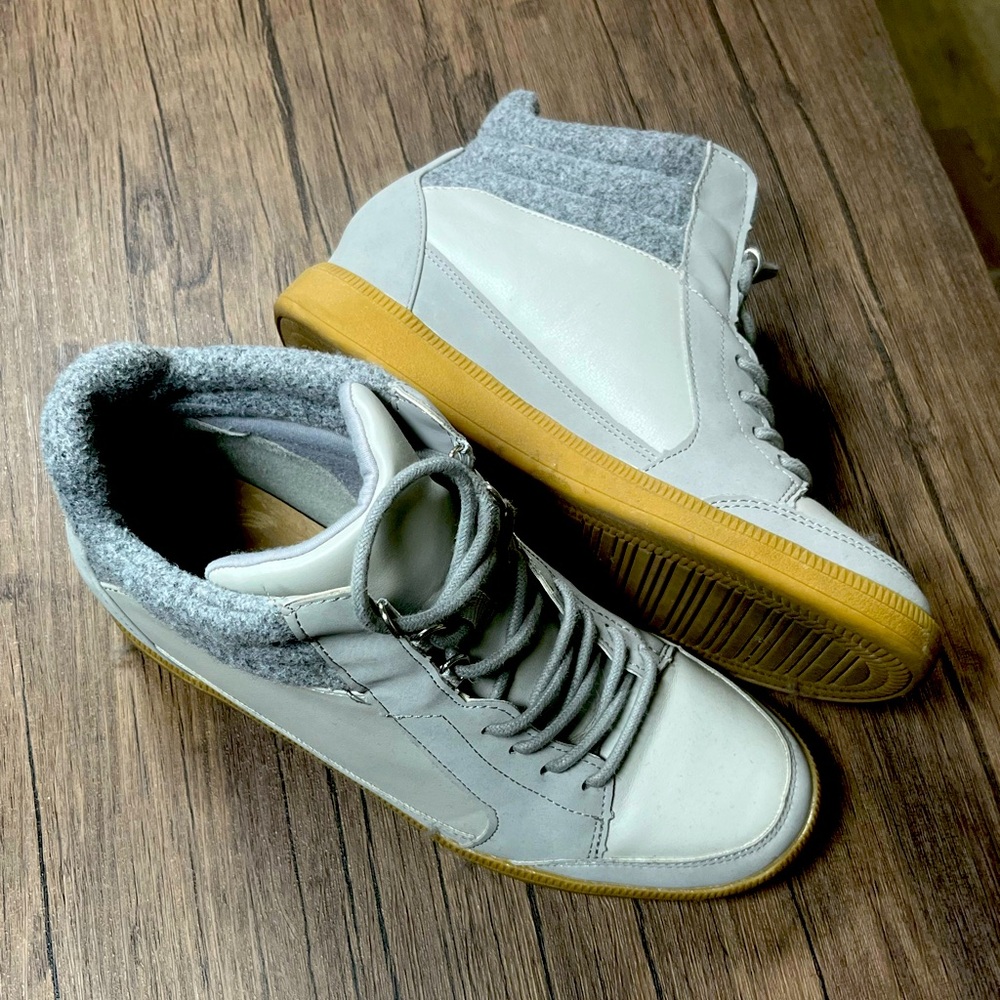 Women’s leather wedge high top sneakers size 9